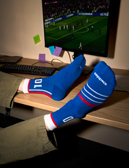 Prążkowane skarpetki do połowy łydki Francuska legenda piłki nożnej