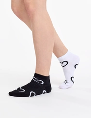 Veselé kotníkové ponožky Černobílé srdce