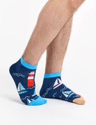Veselé kotníkové ponožky Maják a plachetnice