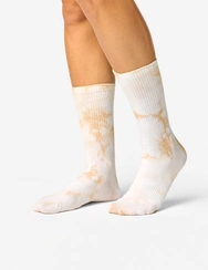 Chaussettes côtelées tie-dye beige