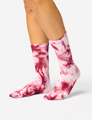 Calzini a coste bordeaux tie-dye