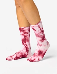 Chaussettes côtelées tie-dye bordeaux