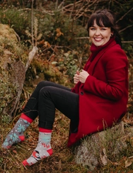 Veselé teplé ponožky Červený vtáčik