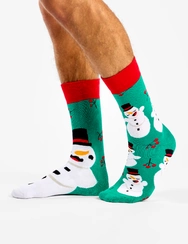 Veselé teplé ponožky Pán a pani snehuliakovci