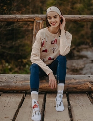 Veselé teplé ponožky Snehová krajina