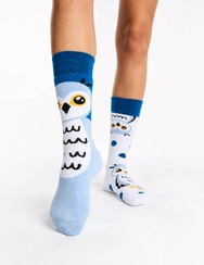 Veselé teplé ponožky Snežná sova