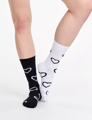 Veselé bambusové ponožky Čiernobiele srdcia