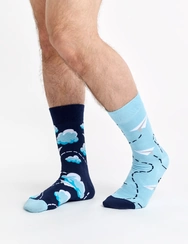 Veselé bambusové ponožky Papírová letadla a oblaky