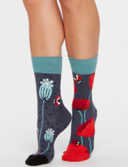 Vidám zokni Katica és piros pipacsok