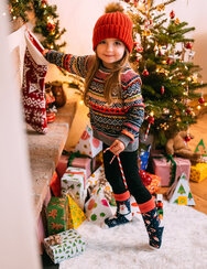 Весели топли детски чорапи Коледни бели мечки