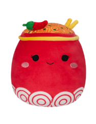 Squishmallows 2 in 1 Odion il noodle rosso fuoco/Illia la salsa sriracha, 13 cm
