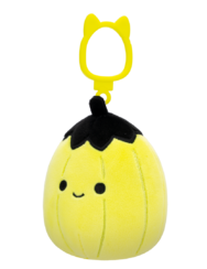 Squishmallows con clip-on Walt la zucca verde lime fluo con picciolo nero, 9 cm