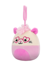 Squishmallows con clip-on Chambless l'opossum rosa, 9 cm