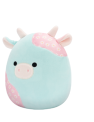 Squishmallows Yamaris la mucca azzurra e rosa con fiori, 20 cm