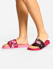 Vidám papucs Flamingók és szívecskék