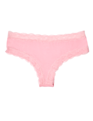 Korallrózsaszín női bugyi csipkével