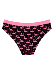 Živahne ženske hlačke iz modala Srčki in flamingi