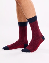 Modro-červené vzorované ponožky