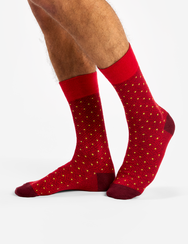 Фигурални чорапи в тъмночервено и жълто