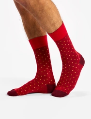 Tmavo červeno-žlté vzorované ponožky