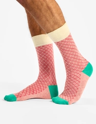 Chaussettes à motifs turquoise et rouge Chaussettes à motifs turquoise et rouge