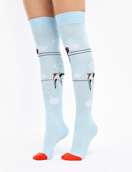 Over the Knee Socks Swallow Birds
