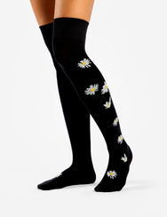 Весели чорапи над коляното Маргаритки в нощта