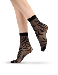 Veselé silonkové ponožky Čierne listy