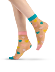 Veselé silonkové ponožky Pastelová srdíčka