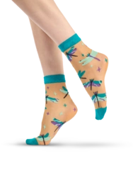 Veselé silonkové ponožky Tyrkysové vážky