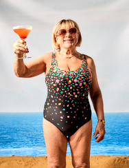 Wesoły jednoczęściowy strój kąpielowy dla kobiet Kolorowe krople