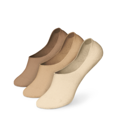Katoenen no-show sokken 3-pak Naturel