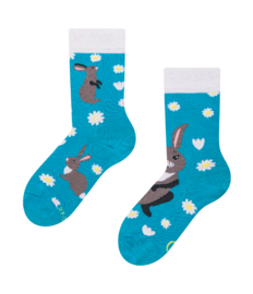 Vrolijke kindersokken Konijn en bloemen