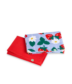 Lustige Küchentücher 2er-Pack Erdbeeren und Blumen