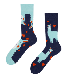 Vrolijke sokken Lama en hartjes