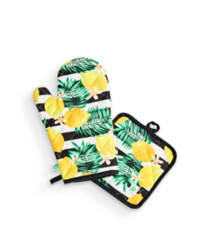 Lustiges Küchenset Zitronen und Streifen