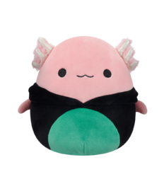 Squishmallows Archie de Axolotl in zwarte kat-kostuum, 20 cm