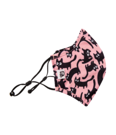 Vrolijk antibacterieel mondkapje Roze katten – medium