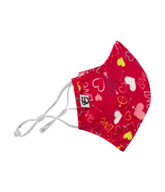 Vrolijk antibacterieel mondkapje Hartjes – grote maat