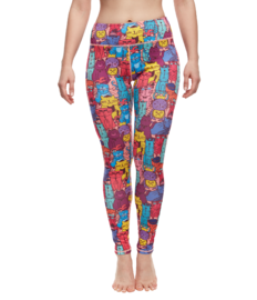 Vrolijke fitnessleggings Kleurrijke katten