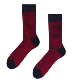 Blauwe & rood jacquard-sokken