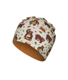 Vrolijke kinderset met muts en nekwarmer Hongerige beer