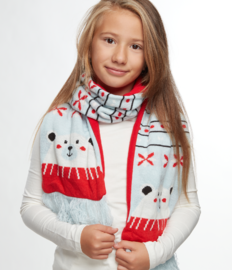 Vrolijke gebreide kindersjaal Winterbeer
