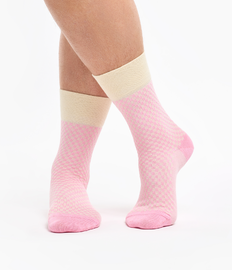 Pastelroze jacquard-sokken