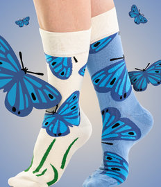 Vrolijke bamboe sokken Blauwe vlinder