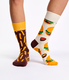 Vrolijke sokken Burger & friet