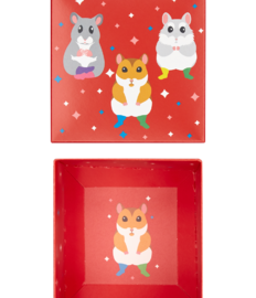 Vierkante geschenkdoos Dansende hamsters