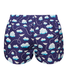 Vrolijke damesboxershorts Papieren vliegtuigjes en wolken