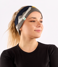 Vrolijke gebreide hoofdband voor dames Berg zonsondergang