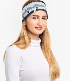 Vrolijke gebreide hoofdband voor dames Besneeuwde bergen